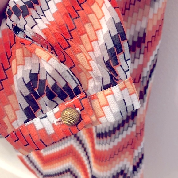 [L8ter] Chevron Patterned Scoop Neck Retro Dress or Shirt - Women's Size Small - Picture 4 of 9